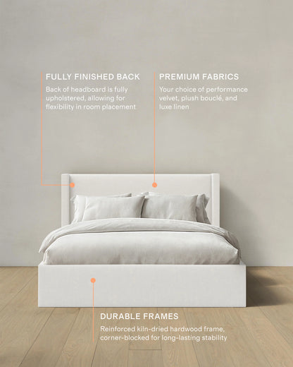 Wingback Bed in Performance Velvet - Full / Butterscotch