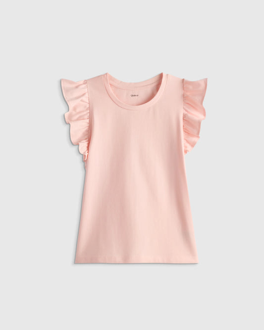 Ruffle Sleeve Organic Cotton Top - 6 / Pink