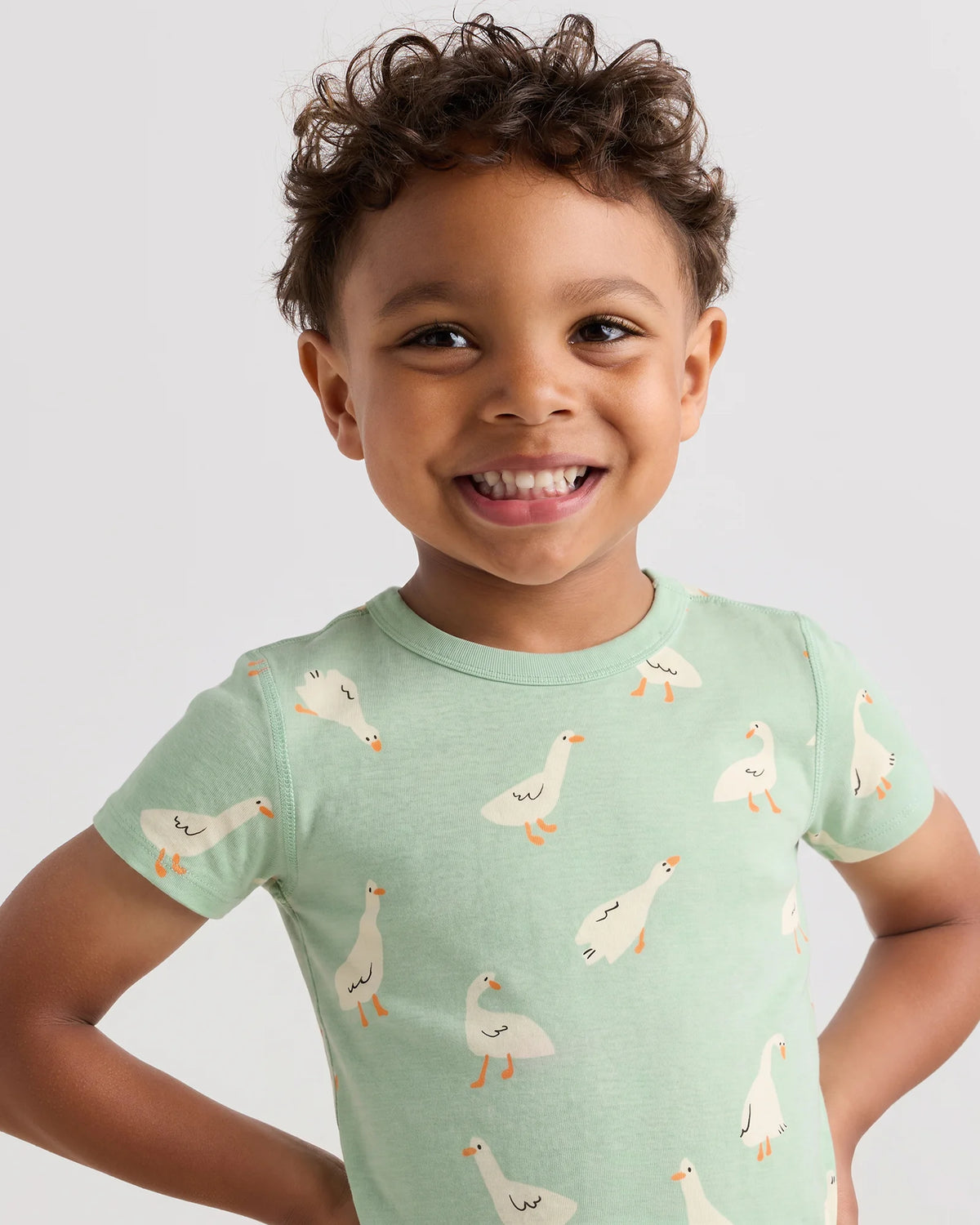 100% Organic Cotton Short Sleeve and Shorts Pajama Set - 2T / Navy Stripe