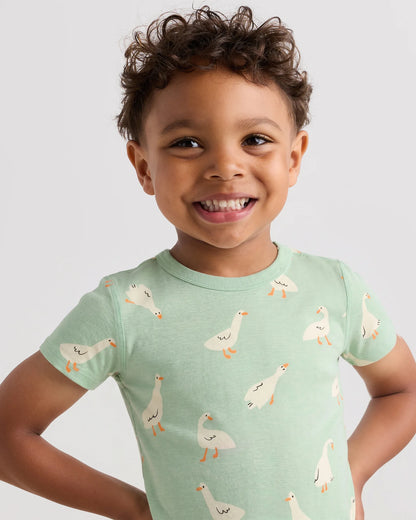 100% Organic Cotton Short Sleeve and Shorts Pajama Set - 2T / Navy Stripe