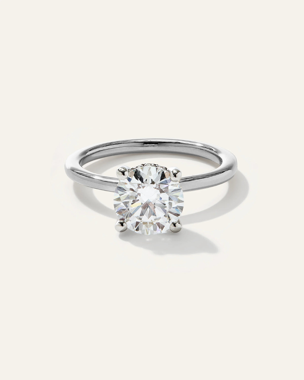 Lab Grown Diamond Round Petite Hidden Halo Engagement Ring - 2ct - 4 / Yellow Gold