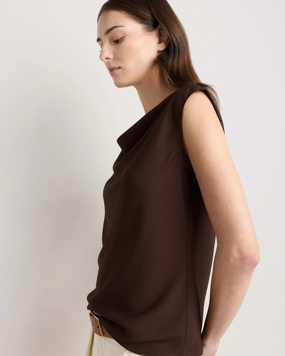 Draped Matte Cowl Neck Tank - XS / Porcelain Ivory
