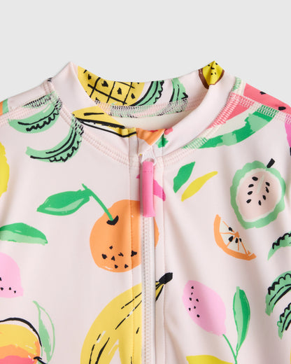 Long Sleeve Zip-Up Swimsuit - 2T / Happy Floral