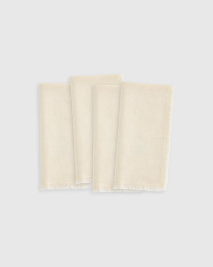 European Linen Fringe Napkins (Set of 4) - One Size / Olive