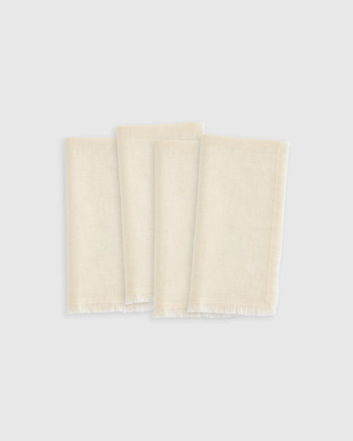 European Linen Fringe Napkins (Set of 4) - One Size / Olive