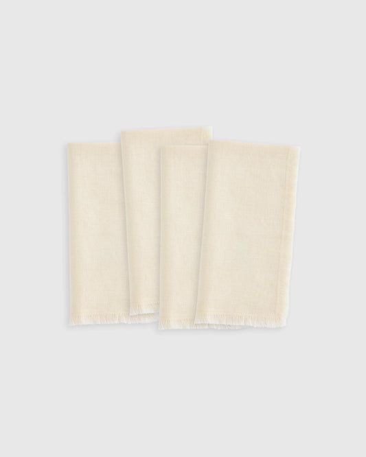 European Linen Fringe Napkins (Set of 4) - One Size / Olive