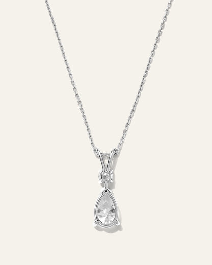 14K Gold Lab Grown Diamond Round & Pear Drop Necklace - One Size / Yellow Gold