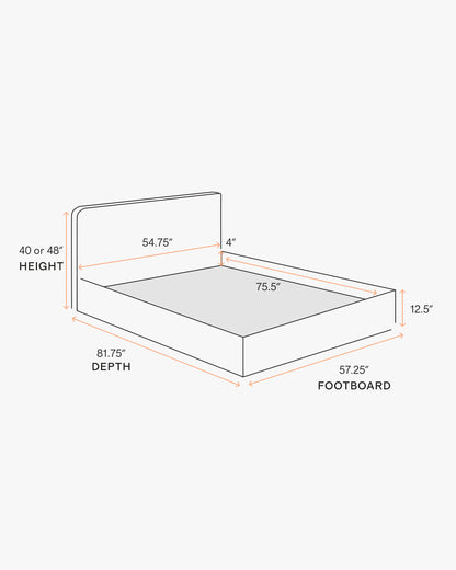 Curved Bed in Performance Linen - Full / Ivory