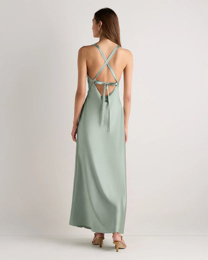 Bianca Stretch Satin Dress - 0 / Garden Sage Green