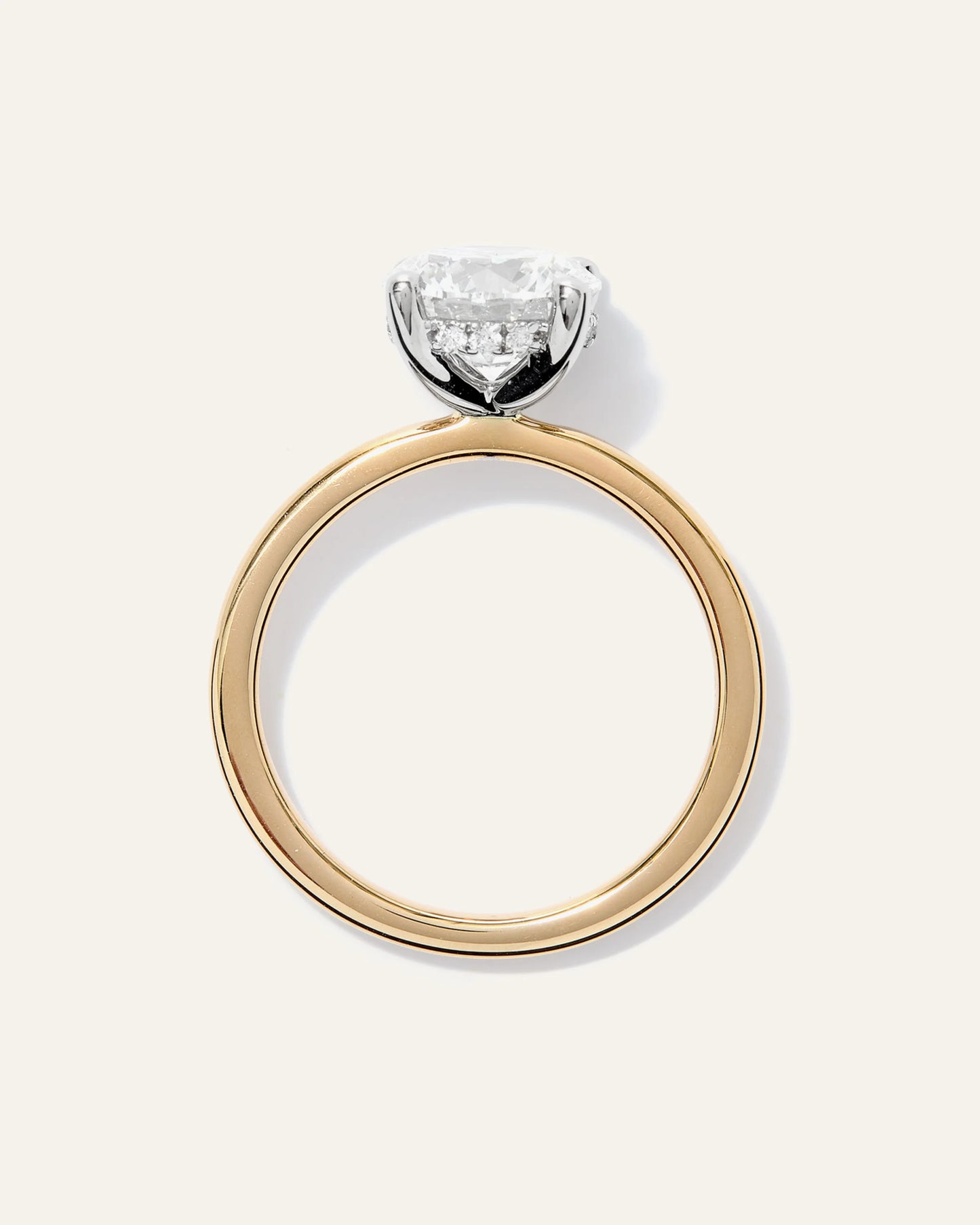 Lab Grown Diamond Round Petite Hidden Halo Engagement Ring - 2ct - 4 / Yellow Gold