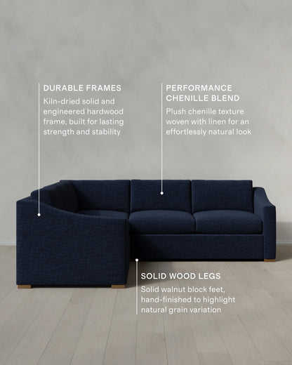 Hollis Slope Arm L Sectional in Performance Chenille Linen Blend - 110x110 / Snow