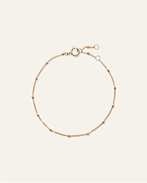 14K Gold Bead Station Bracelet - One Size / Yellow Gold