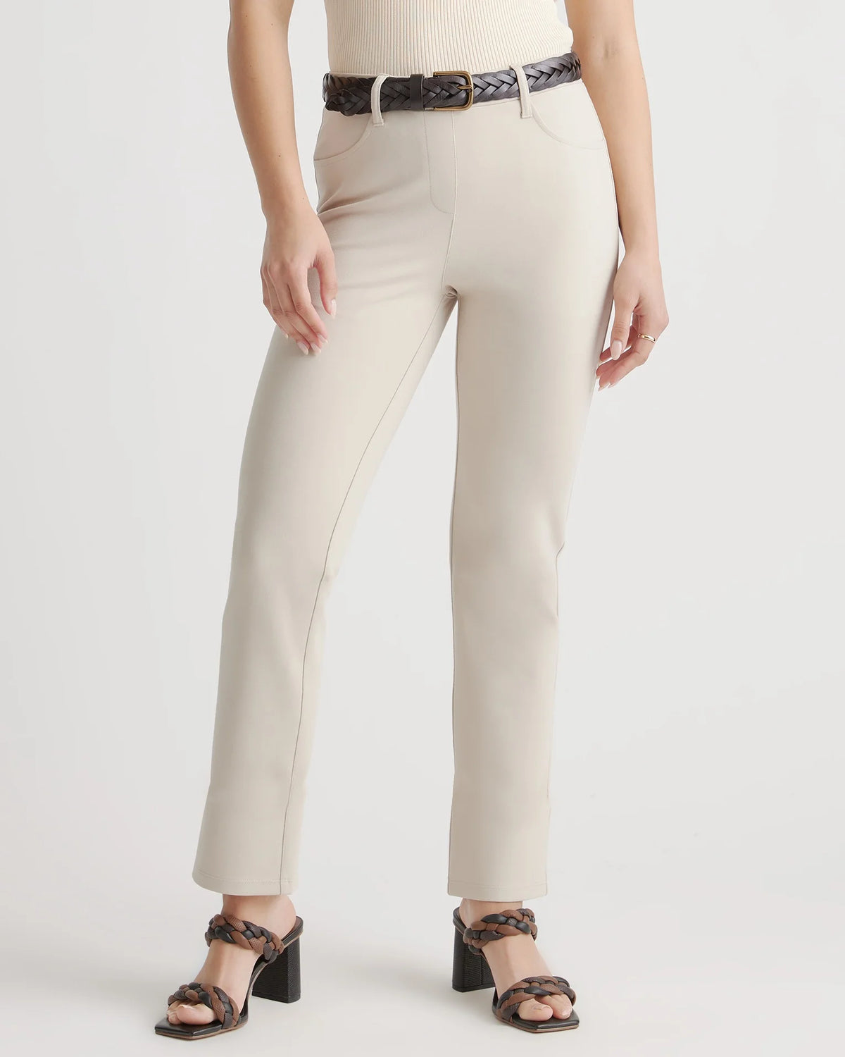 Ultra-Stretch Ponte Straight Leg 4-Pocket Pants - XS / Navy