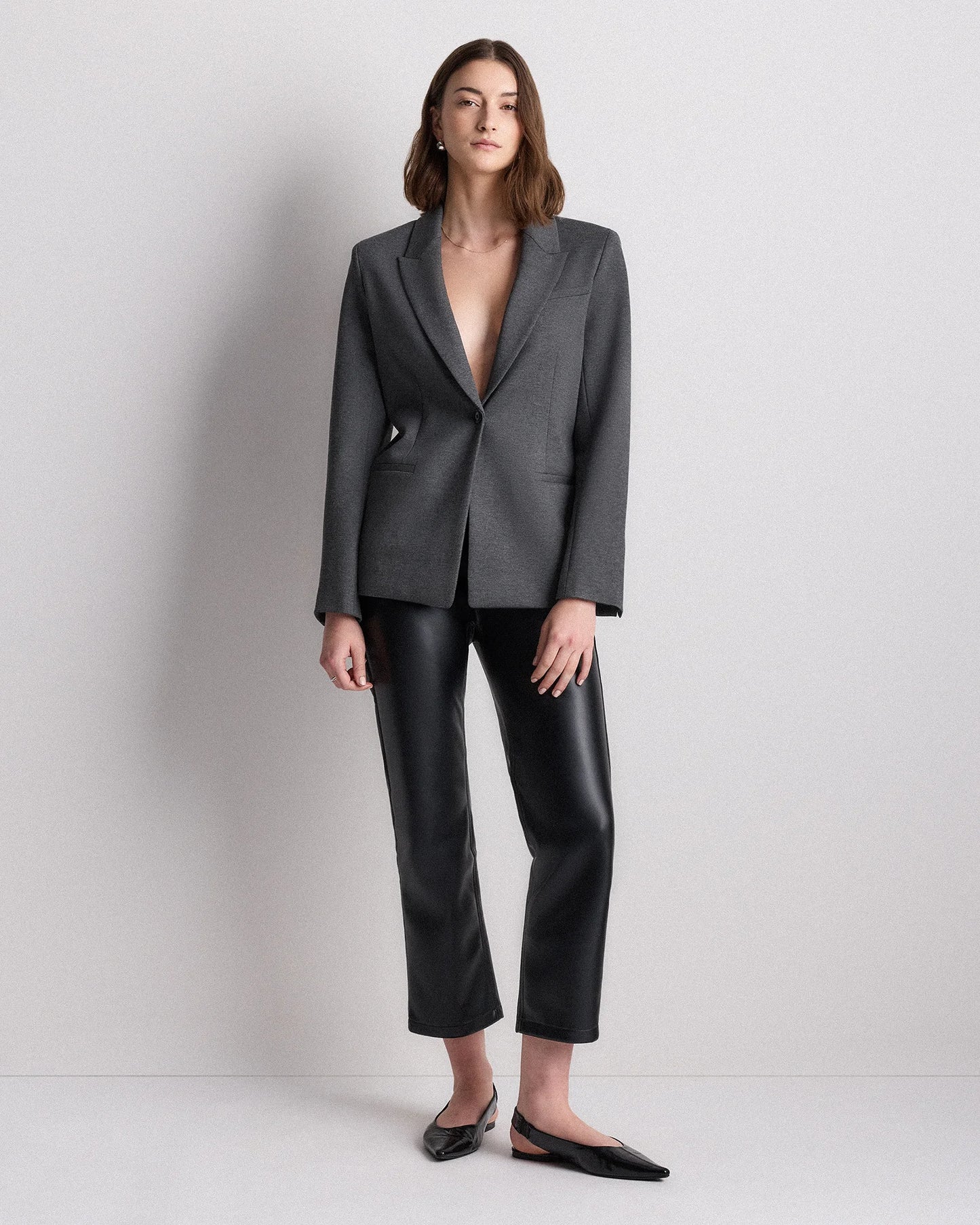 Ultra-Stretch Ponte Single-Breasted Blazer - XS / Espresso