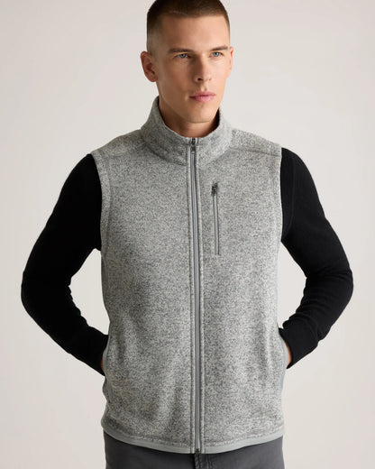 Sweater-Knit Fleece Full-Zip Vest - S / Heather Mineral Green
