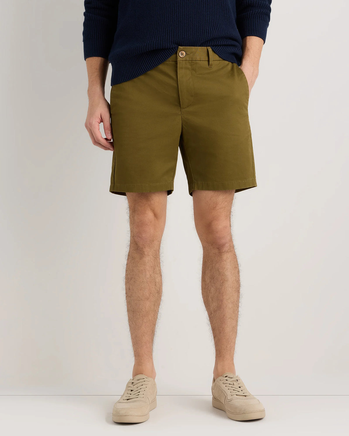 Organic Cotton Classic Stretch Chino Shorts - 7" - 30 / Stone