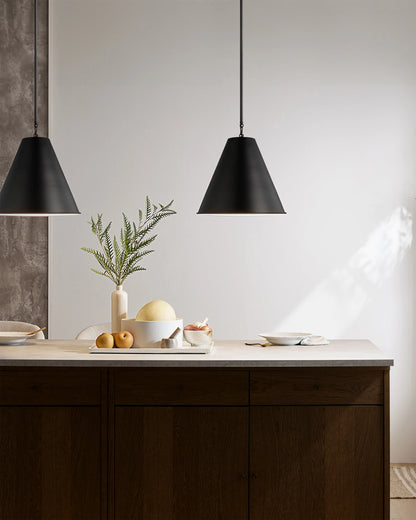 Tapered Steel Shade Pendant Light - One Size / Brass