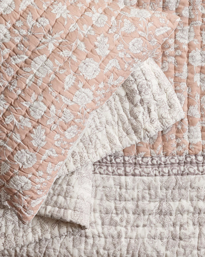 Organic Cotton Block Print Quilt Set - Twin / Green