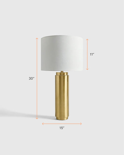 Cylindrical Iron Table Lamp - One Size / Brass