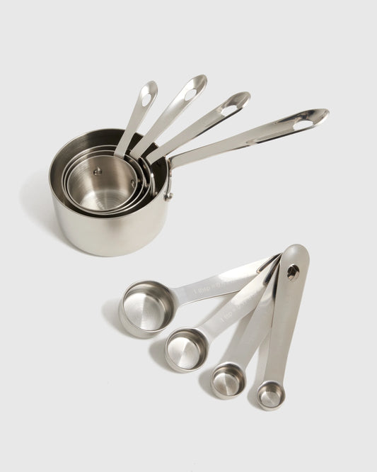 Stainless Steel Measuring Cups & Spoons Set - One Size / No Color
