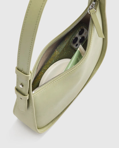 Italian Leather Asymmetrical Mini Shoulder Bag - One Size / Shell Pink