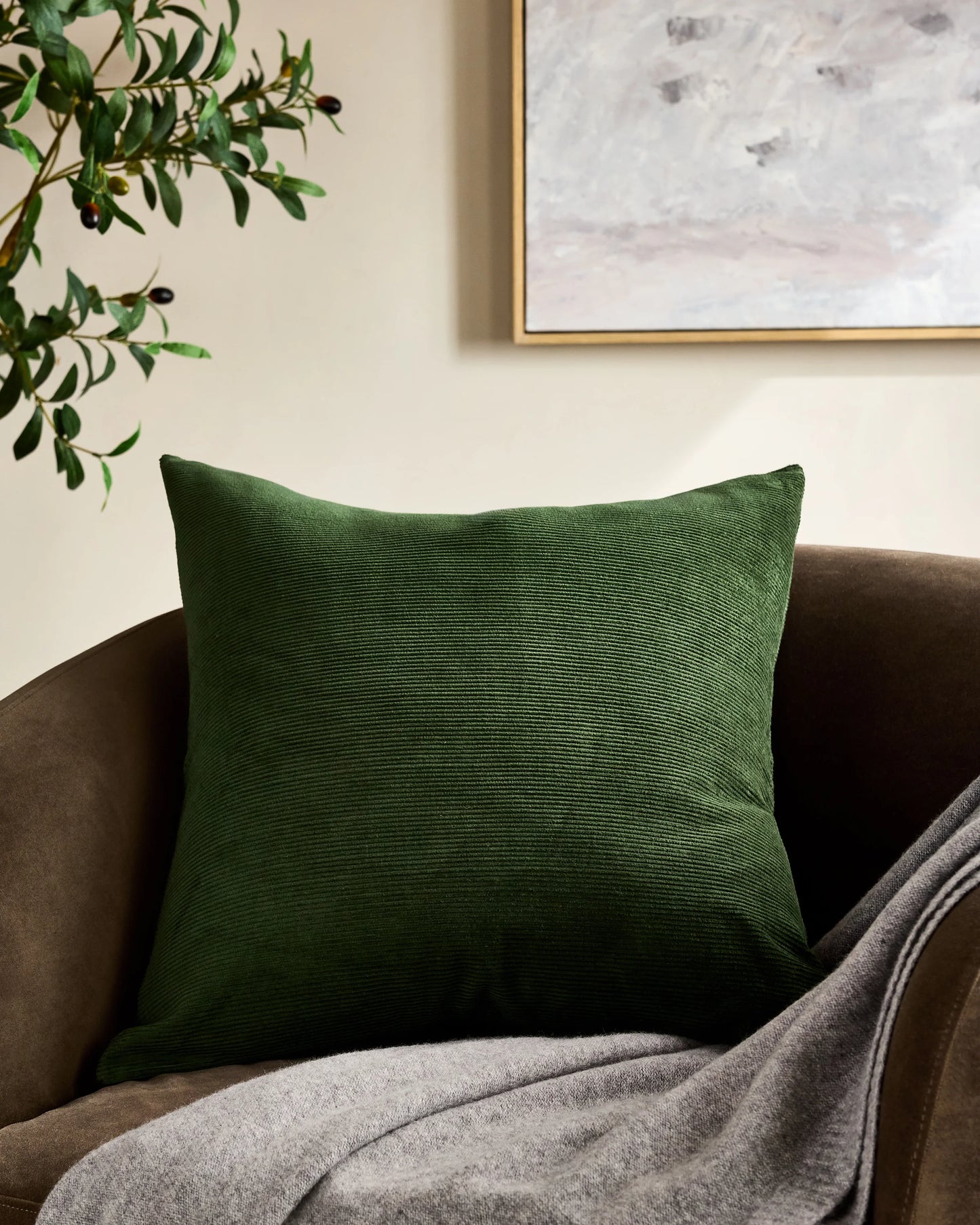 Corduroy Cotton Velvet Pillow Cover - 20x20 / Pine