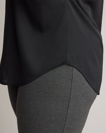 Washable Stretch Silk Dolman Sleeve Blouse - 1X / Black