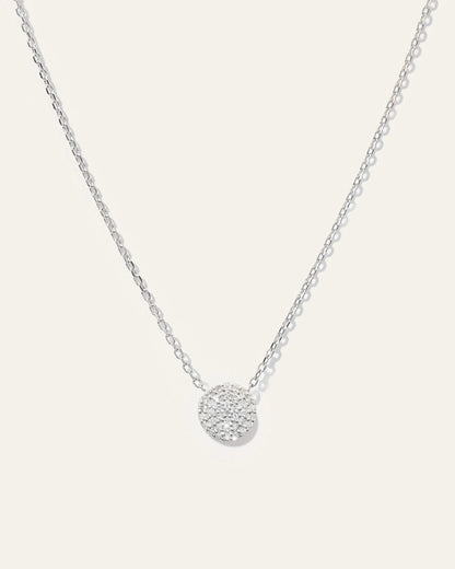14K Gold Diamond Pave Disc Necklace - One Size / Yellow Gold