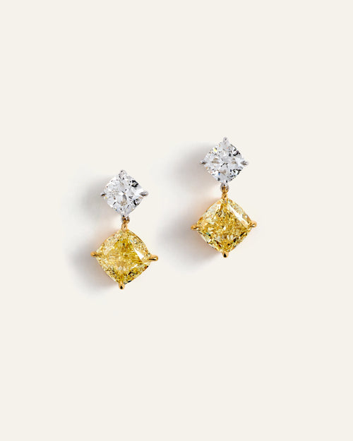 14K Gold Yellow Lab Grown Diamond Cushion Drop Earrings - One Size / No Color