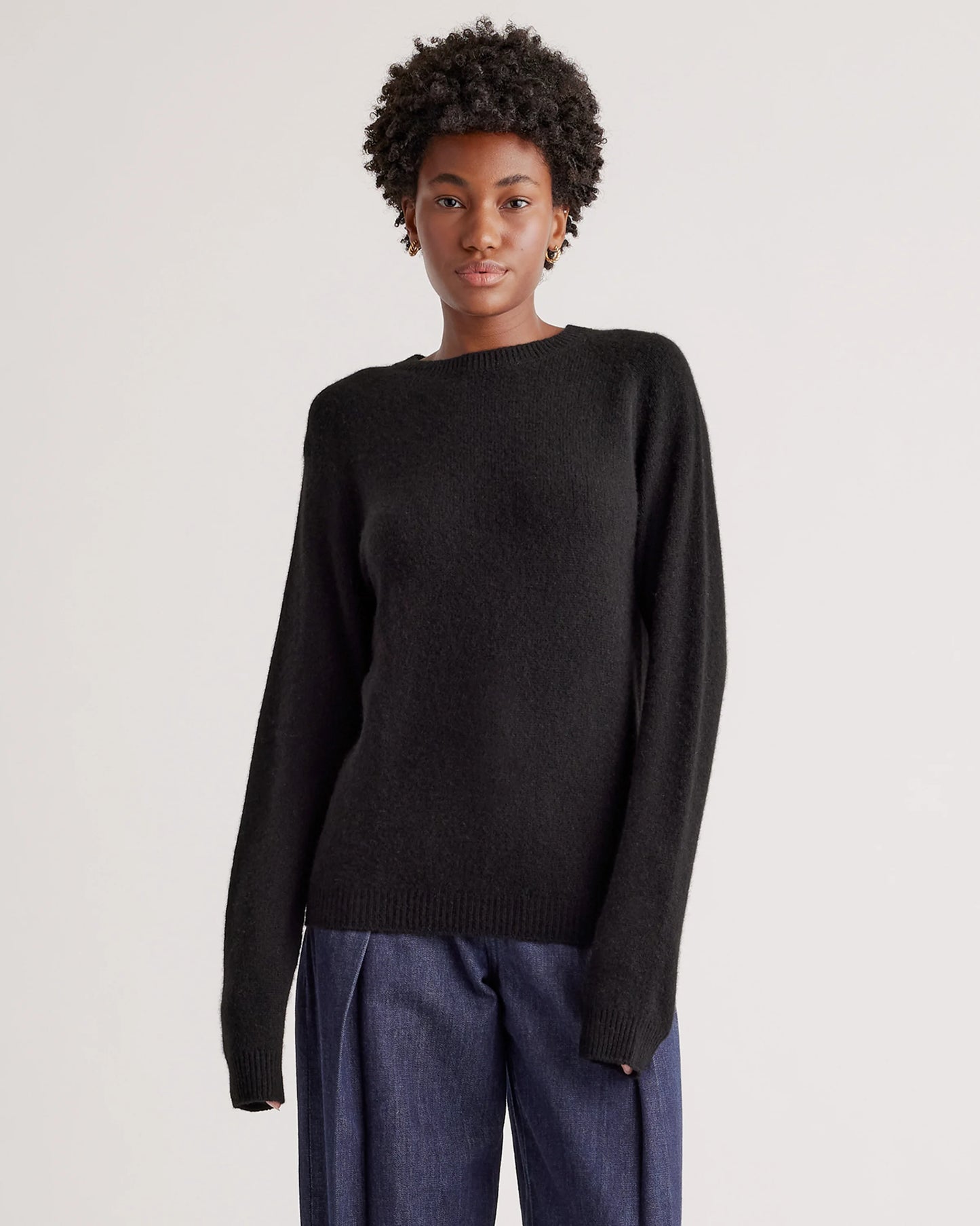 100% Yak Wool Crewneck Sweater - XS / Black