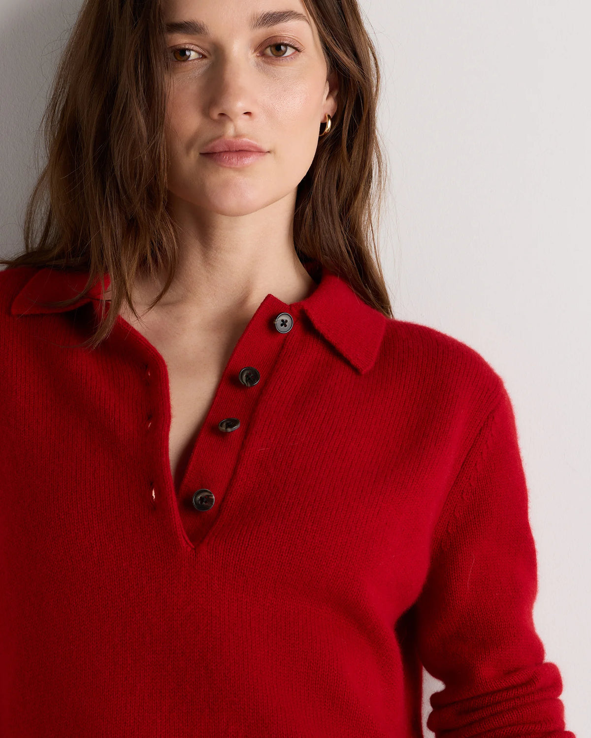 Mongolian Cashmere Button Polo Sweater - XS / Black