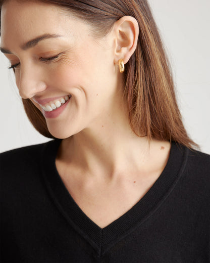 Lightweight Cotton Cashmere V-Neck Sweater - XS / Sugar Stone