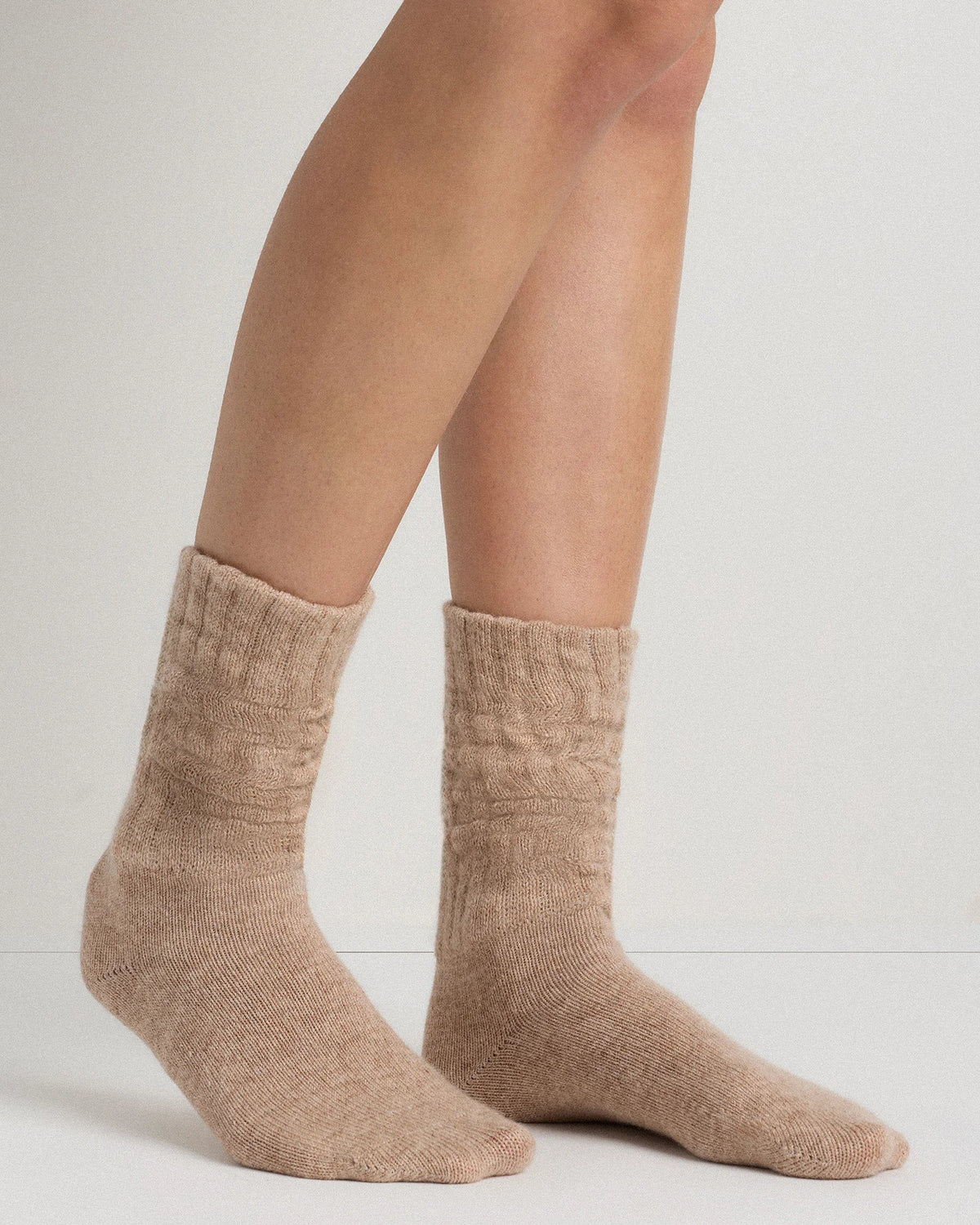 Mongolian Cashmere Slouch Sock - XS/S / Ivory