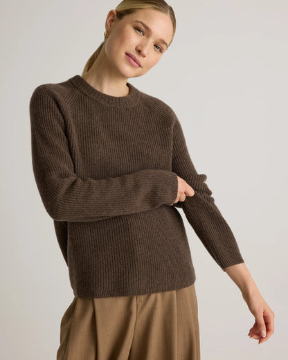 Mongolian Cashmere Fisherman Crewneck Sweater - XS / Teak