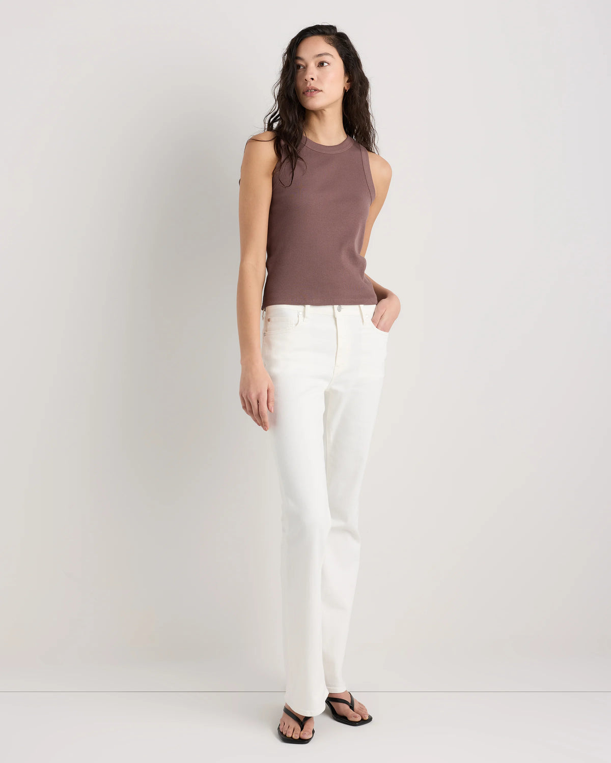 Organic Cotton Micro-Rib Cropped Cutaway Tank - XS / Heather Oatmeal