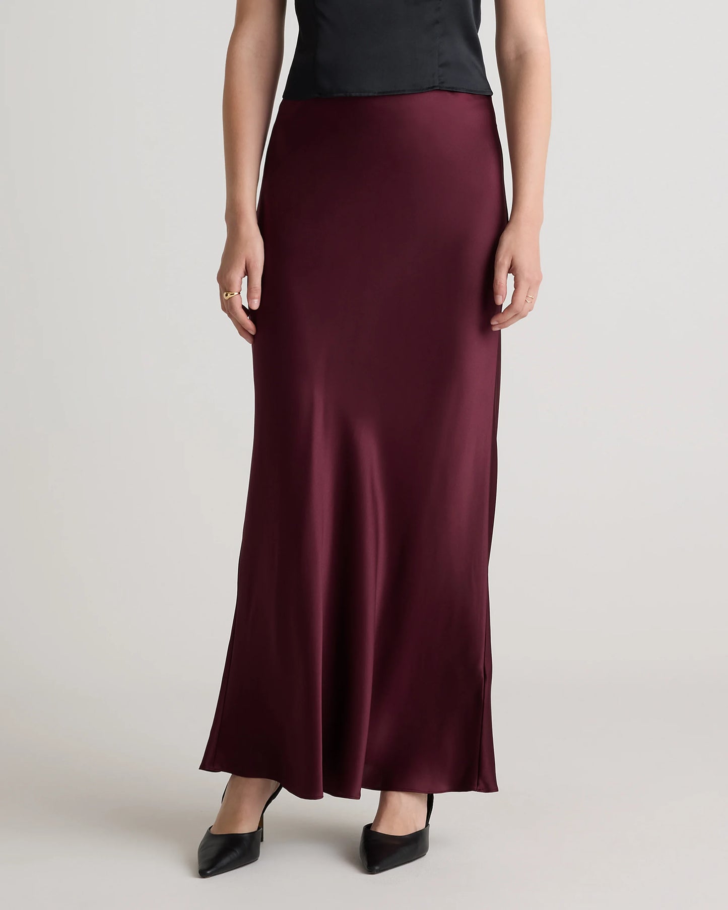 100% Washable Silk Maxi Skirt - XS / Navy