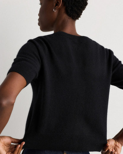Mongolian Cashmere Short Sleeve Cardigan - XS / Oatmeal