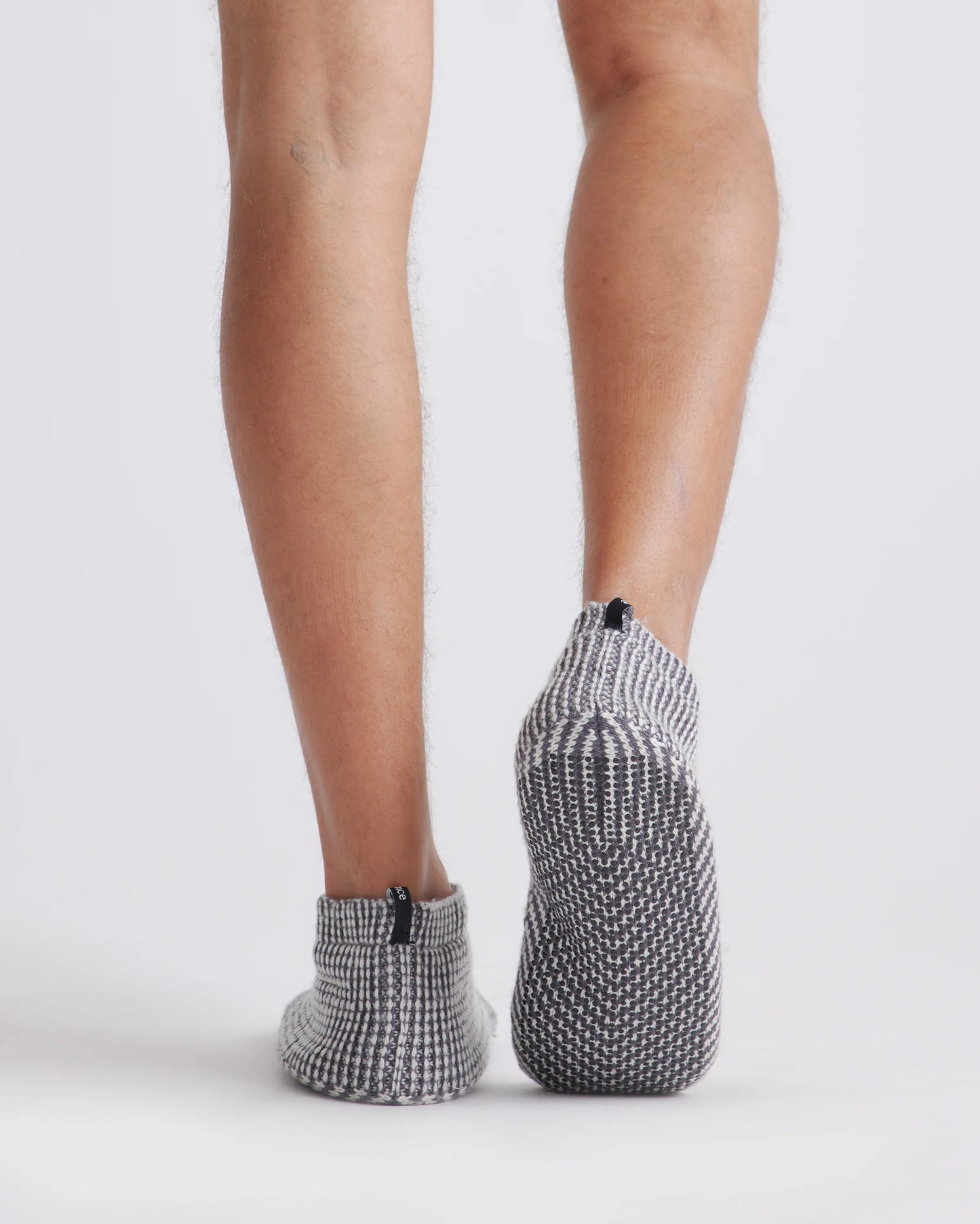 Fleece Lined Gripper Slippers (2-Pack) - S / Grey/Natural