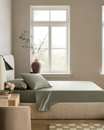 Organic Crisp Percale Sheet Set - Twin / White