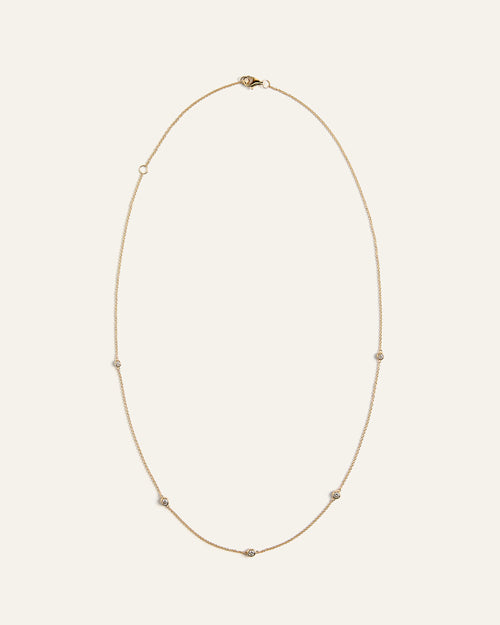 14K Gold Diamond Bezel Station Necklace - One Size / Yellow Gold