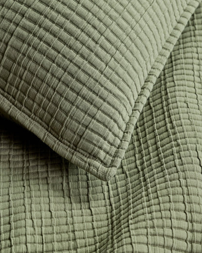 Organic Ribbed Cotton Coverlet Set - Twin / Toffee