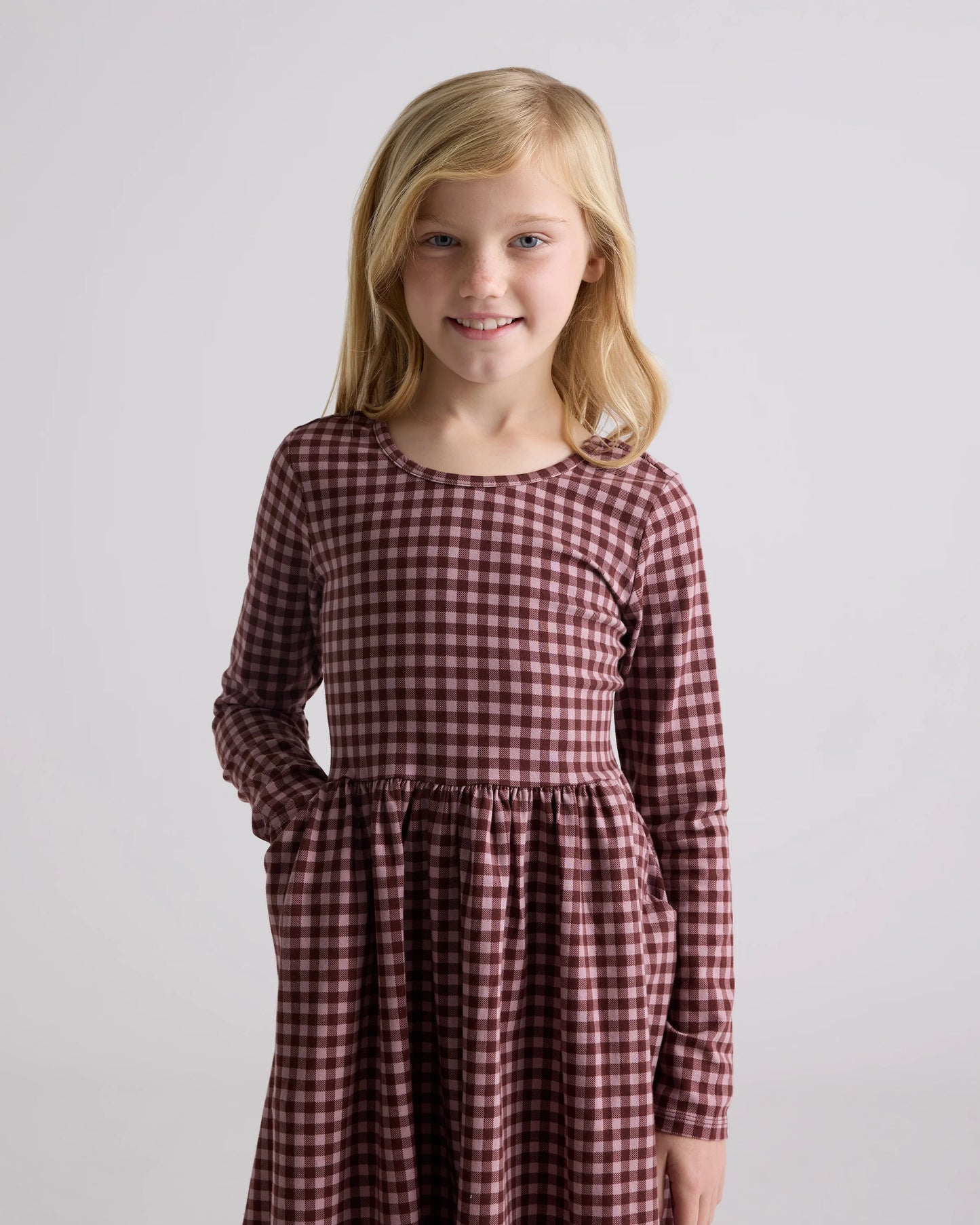 Organic Cotton Long Sleeve Skater Dress - 6 / Red Poppy Garden
