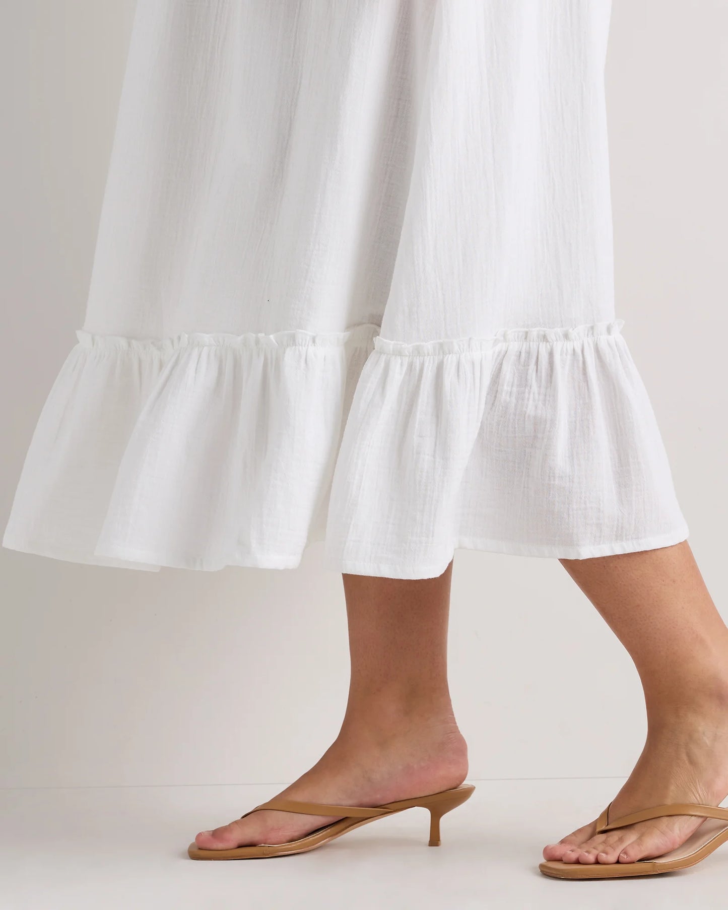 100% Organic Cotton Gauze Smocked Maxi Skirt - 1X / White
