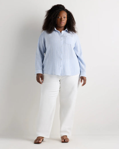 100% Organic Cotton Gauze Long Sleeve Shirt - 1X / White