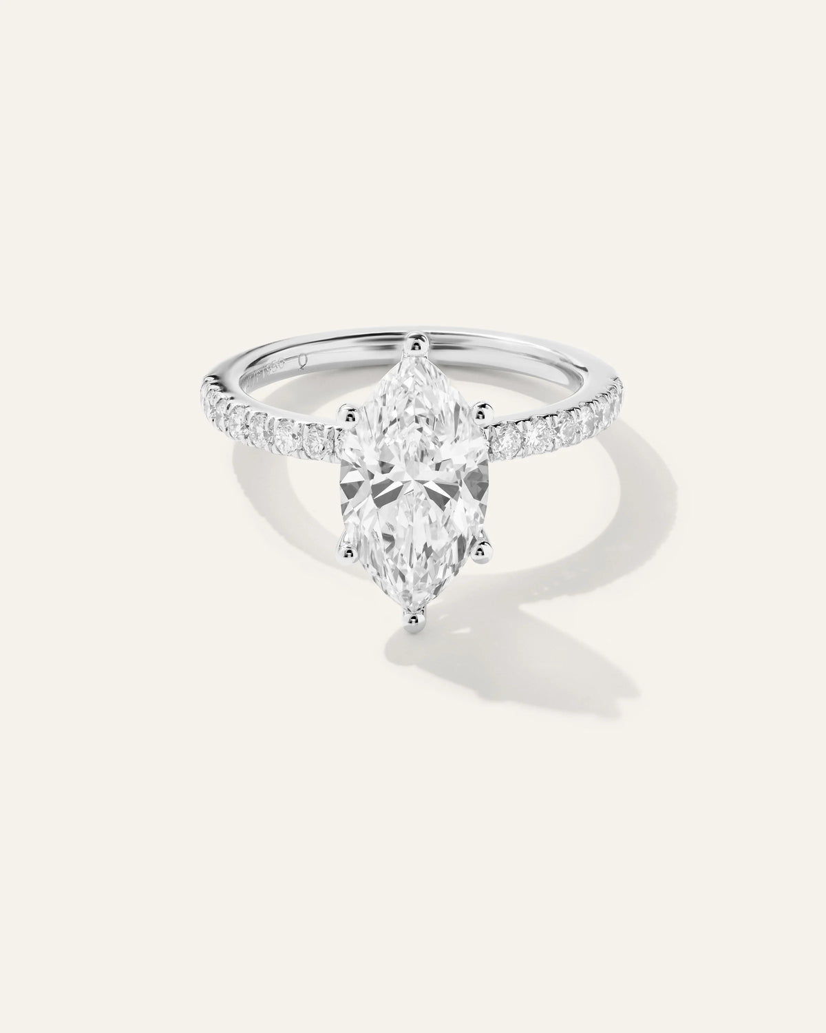 Lab Grown Diamond Marquise Petite Pave Engagement Ring - 2.5ct - 4 / Yellow Gold