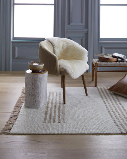 Otto Hand-Knotted Cotton Wool Rug - 3' x 5' / Ivory/Neutral