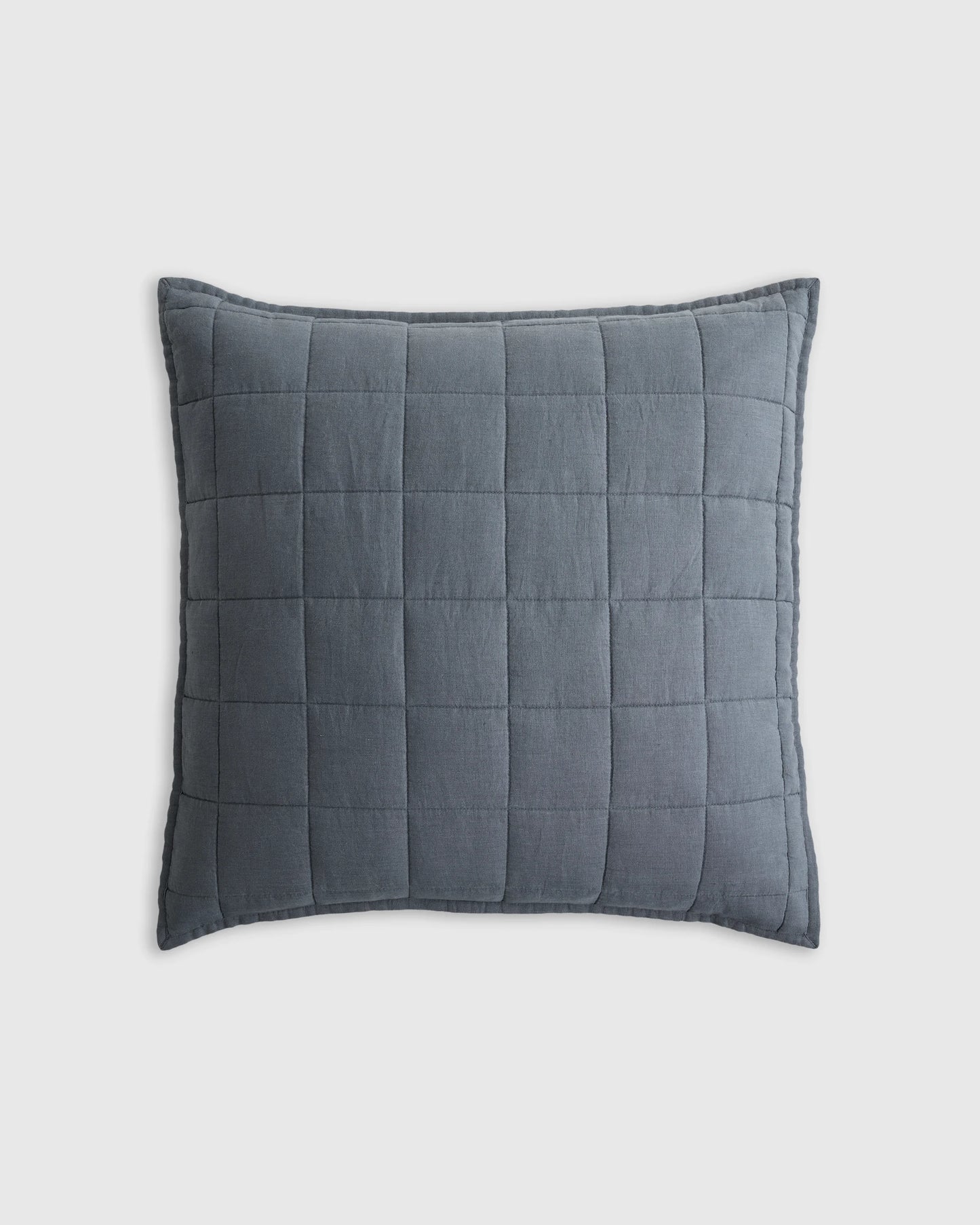 European Linen Box Quilted Euro Sham - Euro / Navy