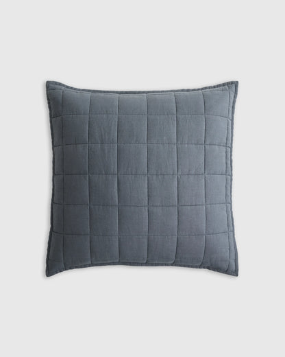 European Linen Box Quilted Euro Sham - Euro / Navy
