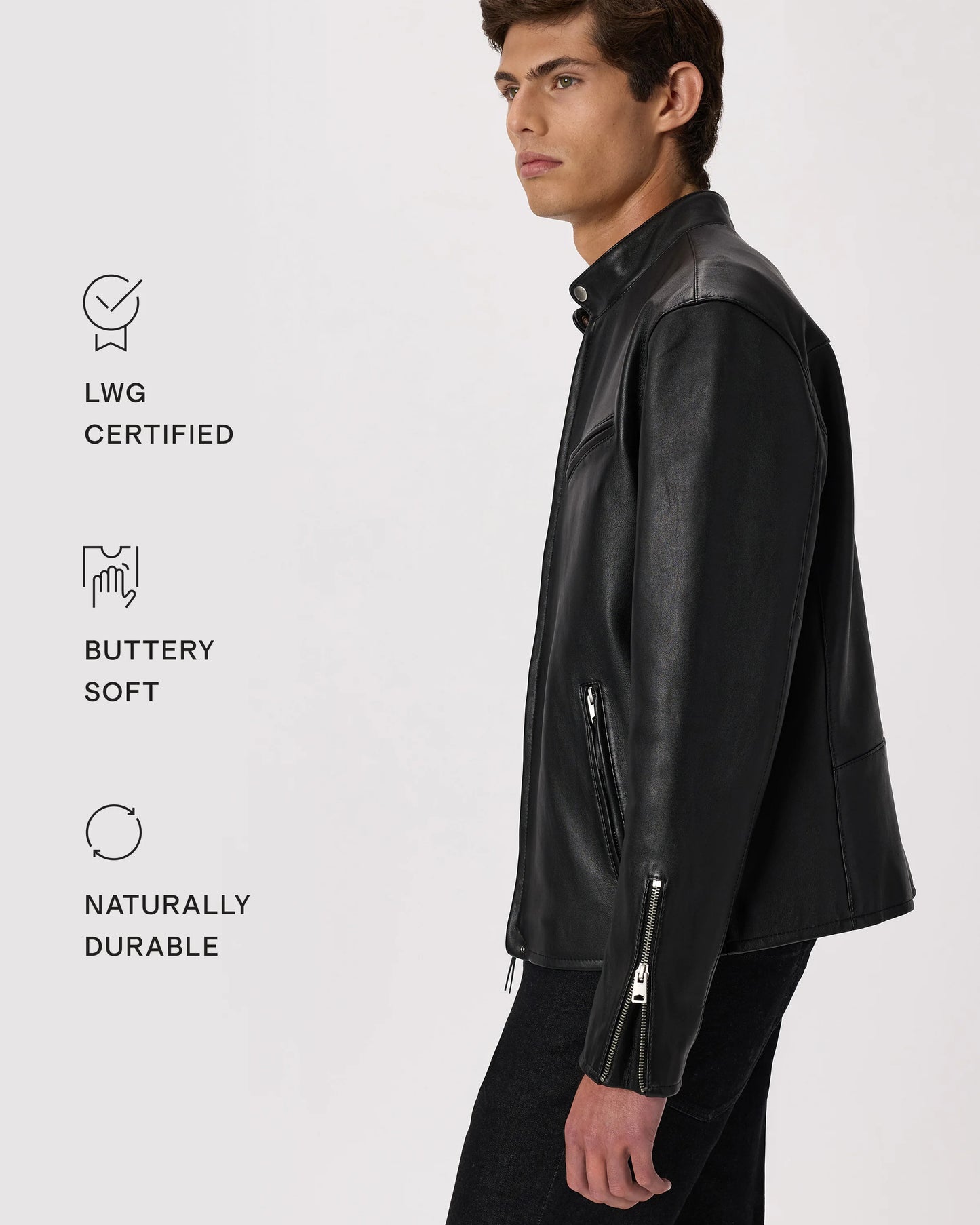 100% Leather Café Racer Jacket - S / Rich Brown