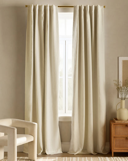 European Linen Room Darkening Curtain - Single Panel - 48x84 / White